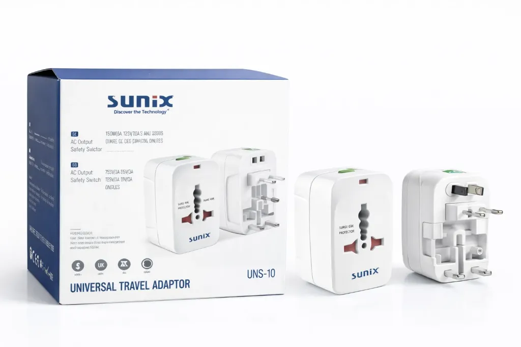 SUNIX Universal Reiseadapter Weltweit – Steckdosen Adapter EU/UK/US/AUS (UNS-10)