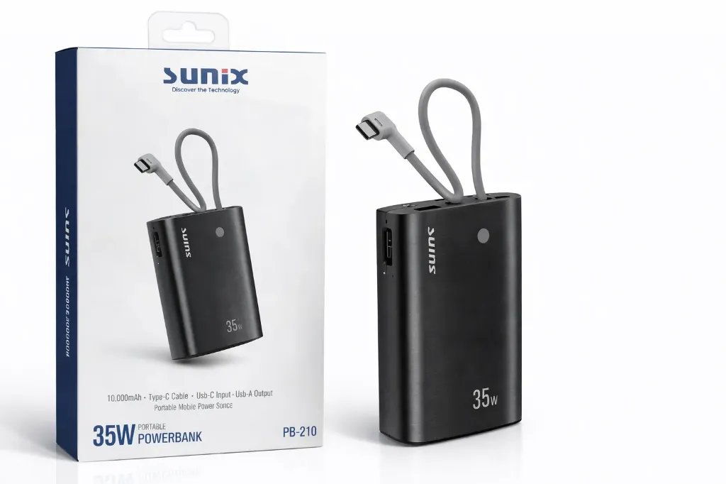 SUNIX PB210 Powerbank 35W – 10.000 mAh – Schwarz (Fast Charge)
