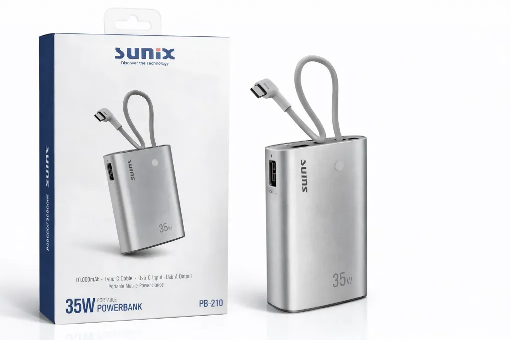 SUNIX PB-210 Powerbank 10.000mAh – 35W Fast Charge – Grau