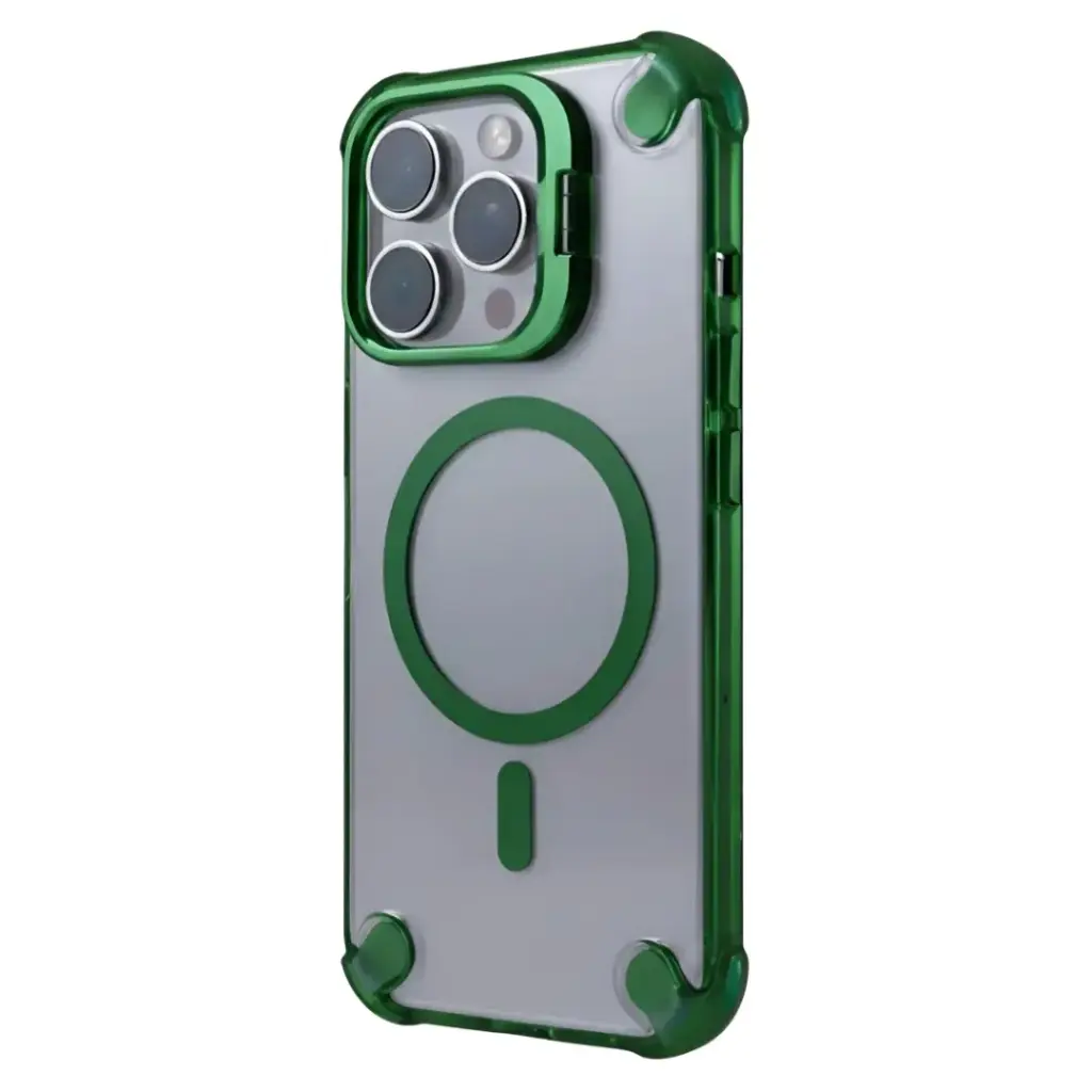 SUNIX SHOVY CASE für iPhone 11 Pro – MagSafe – Transparent Grün – Standfunktion – Stoßfest