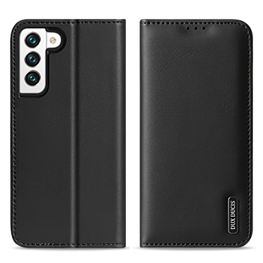 Dux Ducis Hivo Leather Flip Cover Echtleder Geldbörse für Karten und Dokumente Samsung Galaxy S22+ (S22 Plus) Schwarz