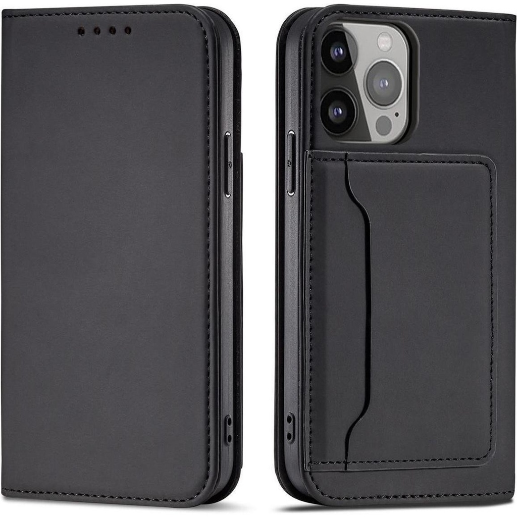Magnet Card Case Hülle für iPhone 14 Pro Flip Cover Wallet Stand schwarz
